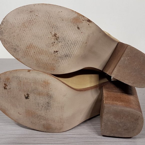 Steve Madden Terraa Natural Leather Peep-Toe Booties Natural Womens Size 6 - Picture 6 of 7
